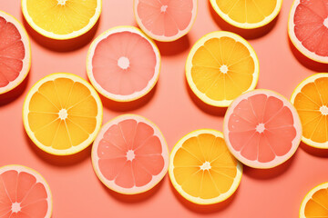 Fototapeta na wymiar a photo of orange slices with yellow background, generative AI