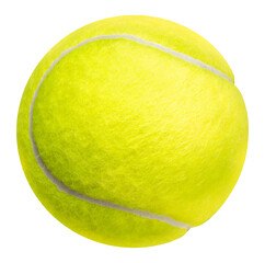 Yellow Tennis ball isolated on white background, Tennis ball sports equipment on white With work...