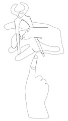 One continuous line of hand with Pliers, Tongs. A hand tool used to hold objects securely. Thin Line Illustration vector concept. Contour Drawing Creative ideas.