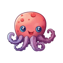 Playful Octopus: Adorable 2D Illustration