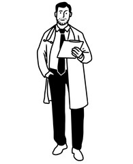Doctor In Hospital. Portrait Doctor Illustration