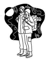 Vacation Trip. Backpacker Trip. Traveler Goes Holiday