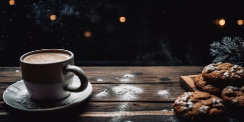 Obraz na płótnie Canvas latte drink at winter with generative ai