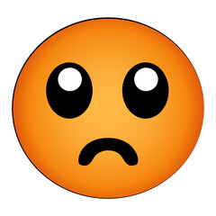 Emoji be concerned isolated cartoon design on transparent background, creative art emoji icon clipart element