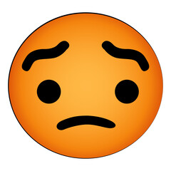 Emoji be concerned isolated cartoon design on transparent background, creative art emoji icon clipart element