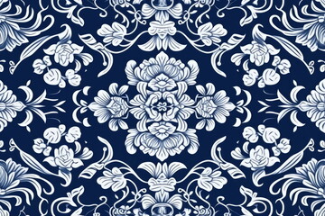 template thai pattern, blue and white color