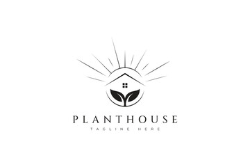 Plant House Abstract Logo Label Natural Gardening and Organic Plantation Business