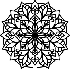 black and white ornament, mandala, mandala art, ilustration, vector, line art, doodle art