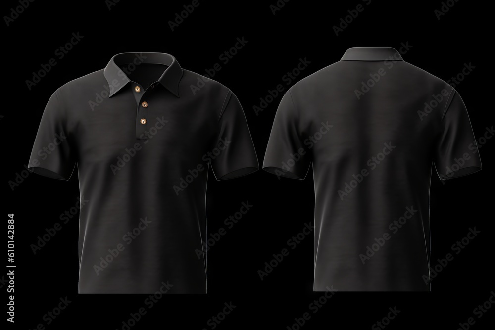 Sticker realistic mockup of male black polo shirt. generative ai