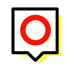 シンプルな丸と四角い吹き出しと黄色の影