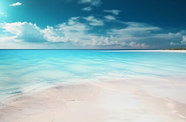 white sand beach with horizon