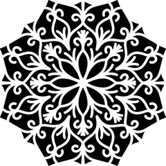 black and white ornament, mandala, mandala art, ilustration, vector, line art, doodle art
