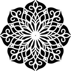 black and white ornament, mandala, mandala art, ilustration, vector, line art, doodle art
