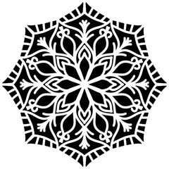 black and white ornament, mandala, mandala art, ilustration, vector, line art, doodle art
