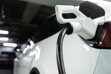 EV charging station for electric car in concept of sustainable energy and eco power produced from...