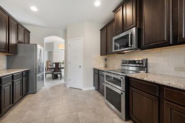 home kitchen with white lights
