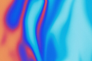 Abstract liquid gradient background. Distorted wave, grainy texture, dynamic fluid gradation graphic artwork. Vibrant colors motion swirls. Vintage retro style design.