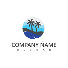 Fototapeta na wymiar Palm beach, tour and travel logo