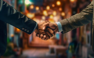 Fototapeta na wymiar Businessman handshake for business acquisition concept