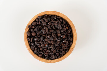 top view of coffee beans on white table