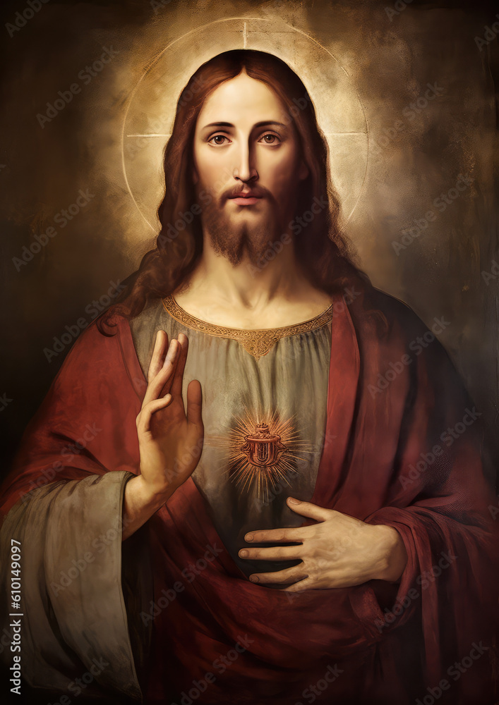 Canvas Prints portrait of jesus, savior of mankind, generative ai - Canvas Prints