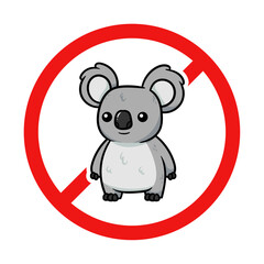 No Koala Sign on White Background