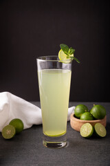 Homemade lemonade with organic lemons and mint, a popular refreshing drink in many countries. in Mexico it is part of their traditional Aguas Frescas, where it is called Agua de Limon.