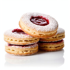 Crave-worthy Confections - Rasberry Linzer Cookies, Isolated on White Background - Generative AI