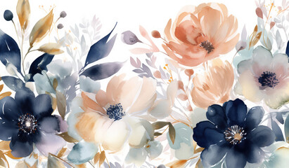 watercolor spring designs flower clipart set, generative AI