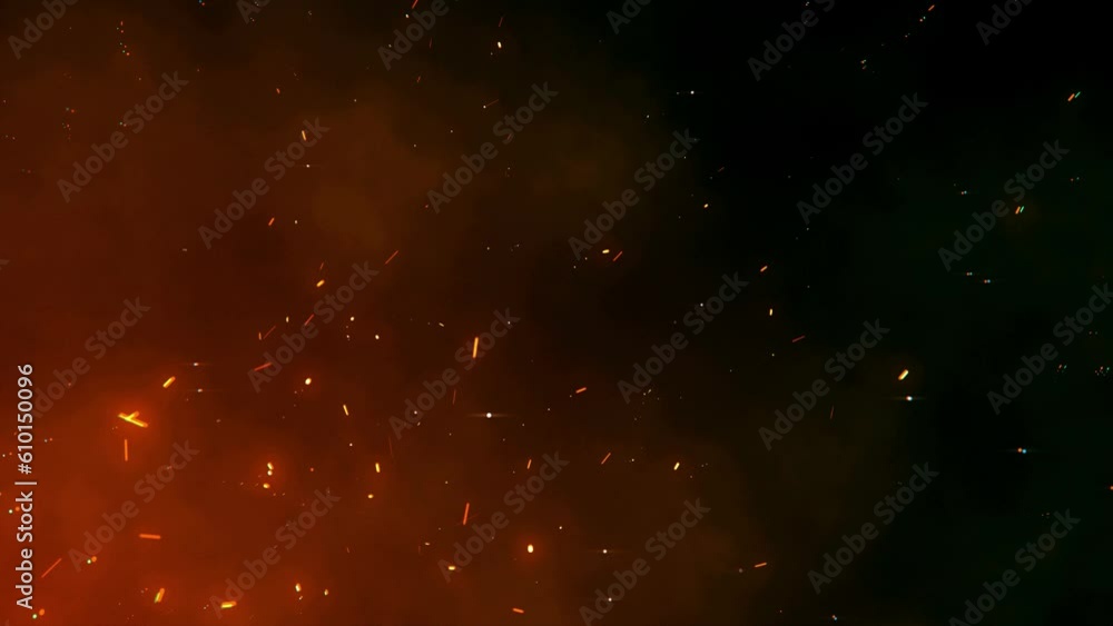 Poster abstract motion dark shiny red orange glowing smoky random glitter sparks particle of fire effect ba