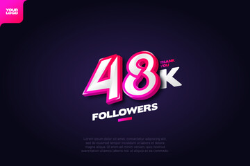 Thank you 48K Followers with Dynamic 3D Numbers on Dark Blue Background