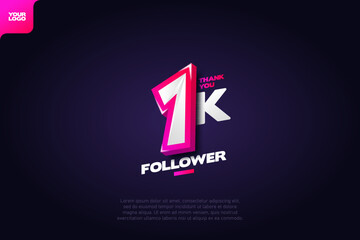 Thank you 1K Followers with Dynamic 3D Numbers on Dark Blue Background