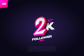 Thank you 2K Followers with Dynamic 3D Numbers on Dark Blue Background