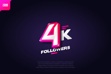 Thank you 4K Followers with Dynamic 3D Numbers on Dark Blue Background