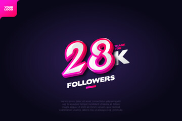 Thank you 28K Followers with Dynamic 3D Numbers on Dark Blue Background