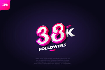 Thank you 38K Followers with Dynamic 3D Numbers on Dark Blue Background