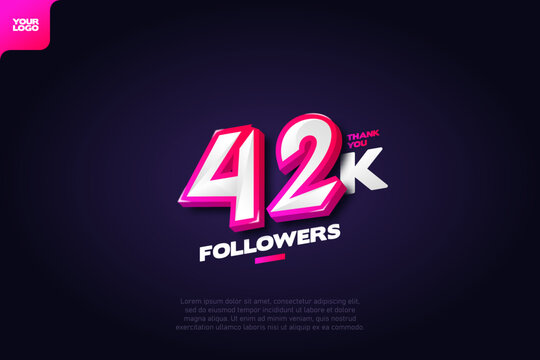 Thank you 42K Followers with Dynamic 3D Numbers on Dark Blue Background