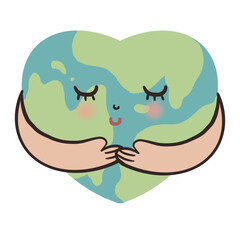  Love earth, illustration, hand drawn on transparent backgound. Good quality for any media.