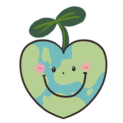 Plant on the earth, illustration, hand drawn on transparent backgound. Good quality for any media.