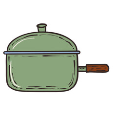 Obraz premium stainless steel pot, hand drawn on transparent backgound. High quality for any media. 