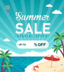 Summer sale vector banner illustration