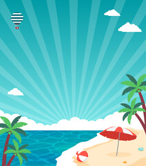 Fototapeta na wymiar Summer beach vector banner illustration