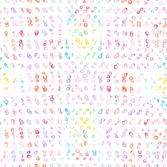 Colorful dots on white. Modern digital art. Playful.Abstract painted colorful background full of dots and points. Polka dotted. Brush painted. Art picture. Design painting. 
