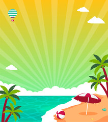 Summer beach vector banner illustration