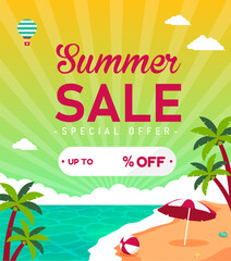 Summer sale vector banner illustration