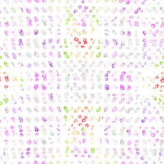 Colorful dots on white. Modern digital art. Playful.Abstract painted colorful purple background full of dots and points. Polka dotted. Brush painted. Art picture. Design painting. 