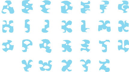 Illustration of A to Z alphabet letters in cloud pattern for brand logo, font, typography, calligraphy, initials, name design, social media post, print, sticker, decoration, shirt print, summer