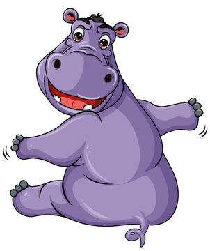 Hippopotamus In Funny Cartoon Style