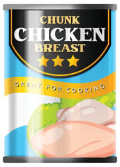 Chunk Chicken Breast Food Can Vector