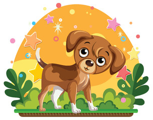 Naklejka premium Cute dog at the garden isolated